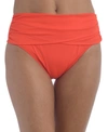 LA BLANCA SOLID SHIRRED MID-WAIST BOTTOMS WOMEN'S SWIMSUIT