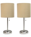 All The Rages Stick Lamp With Usb Charging Port And Fabric Shade 2 Pack Set In Beige
