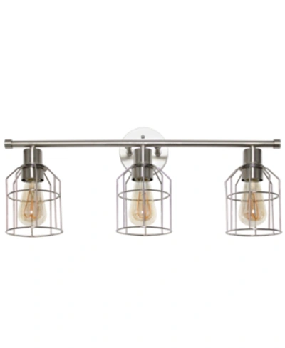 All The Rages 3 Light Industrial Wired Vanity Light In Silver-tone