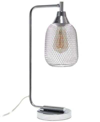 All The Rages Industrial Mesh Desk Lamp In Silver-tone