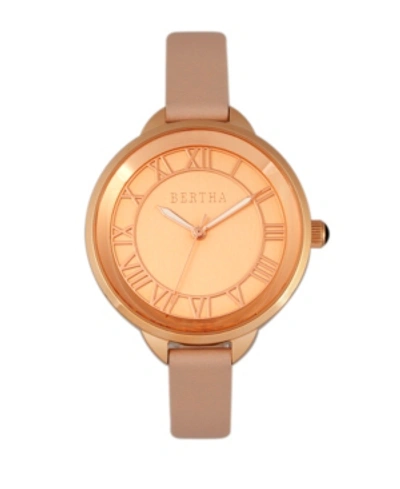 Bertha Quartz Madison Collection Light Pink And Rose Gold Leather Watch 36mm In Hot Pink