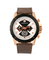 MORPHIC M57 SERIES, ROSE GOLD CASE, GREY CHRONOGRAPH LEATHER BAND WATCH, 43MM
