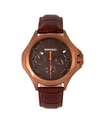 BREED QUARTZ TEMPE BROWN AND BRONZE GENUINE LEATHER WATCHES 43MM