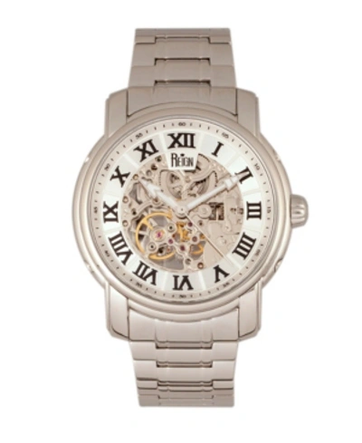 Reign Kahn Automatic White Dial, Skeleton Silver Stainless Steel Watch 45mm