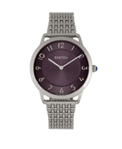 Bertha Quartz Abby Collection Silver And Black Stainless Steel Watch 33mm