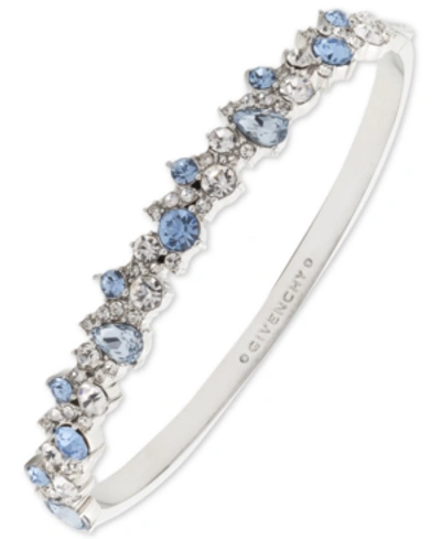 Givenchy Silver-tone Crystal Cluster Bangle Bracelet In Blue