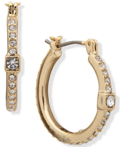 Dkny Crystal Cube Small Hoop Earrings, .9" In Gold