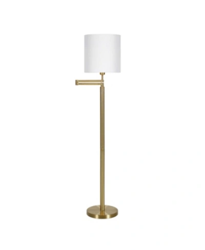 Hudson & Canal Moby Swing Arm Floor Lamp With Drum Shade In Gold-tone