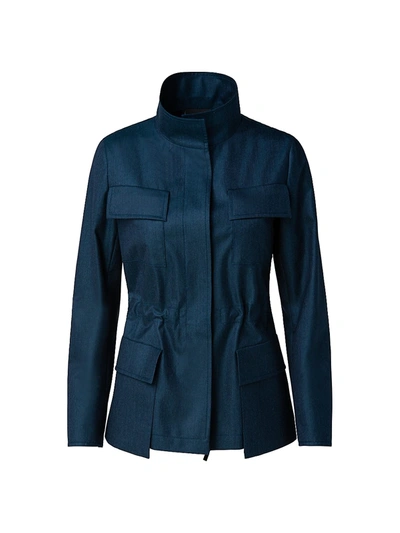 Akris Mirta Cashmere & Silk Storm System Field Jacket In Dark Blue