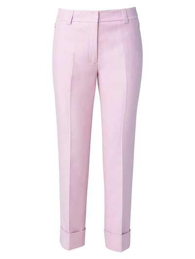 Akris Maxima Cuff Crop Cotton & Silk Double Face Trousers In Light Pink