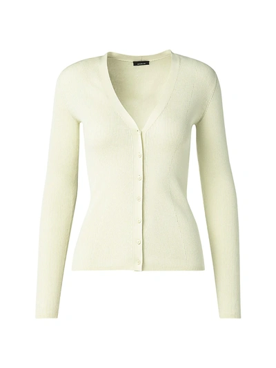 Akris Sea Island Cotton Ribbed Cardigan In Phosphor