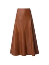 AKRIS LEATHER A-LINE MIDI SKIRT,400013039211