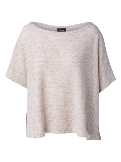 Akris Sequin Embellished Linen-blend Boatneck T-shirt In Light Gray
