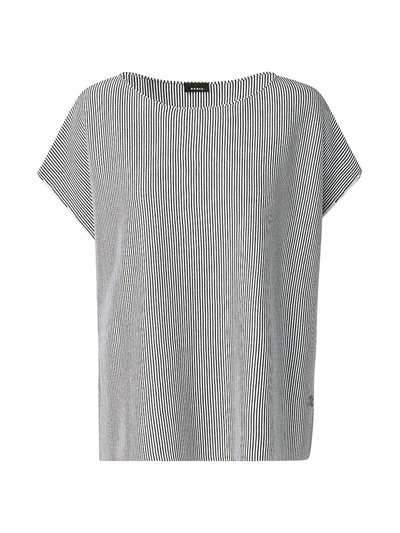 Akris Wool & Silk Striped Oversized T-shirt In Ecru Black