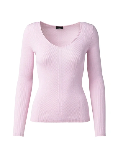 Akris Sea Island Cotton Fine Ribbed V-neck Sweater In Lilola