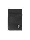 KING BABY STUDIO MEN'S SMALL LEATHER & STERLING SILVER VERTICAL OPEN CARD HOLDER,400013187417