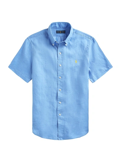 Polo Ralph Lauren Classic Fit Short-sleeve Linen Shirt In Harbor Island Blue