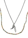 JAN LESLIE MULTICOLOR BEAD, CHARM HORN, FEATHER & STERLING SILVER CHAIN NECKLACE,400013517537