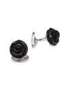 Jan Leslie Men's Black Onyx & Sterling Silver Carved Rose Cufflinks