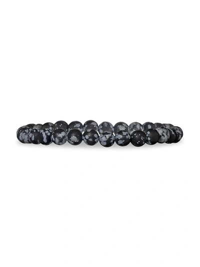 Jan Leslie Matte Snowflake Obsidian Elastic Bracelet In Neutral