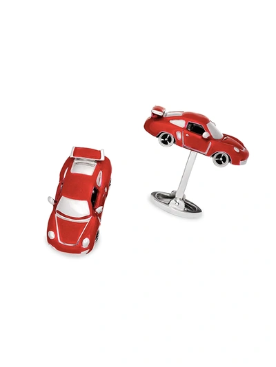 Jan Leslie Hand Painted Fast Car Cufflinks In Red
