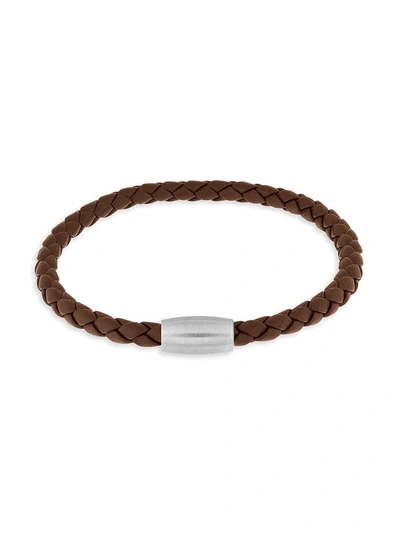 Jan Leslie Magnet Clasp Leather Bracelet In Brown