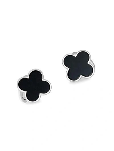 Jan Leslie Onyx Clover Cuff Links In Black