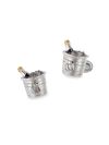 Jan Leslie Sterling Silver Crystal Quartz Champagne Bucket Cuff Links