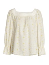 SEE BY CHLOÉ FLORAL BRODERIE ANGLAISE PUFF-SLEEVE BLOUSE,400013798939
