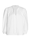 Derek Lam 10 Crosby Austin Smocked Top Blouse In Optic White
