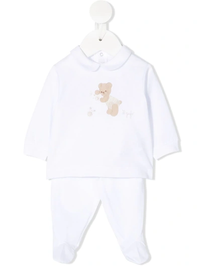 Il Gufo Babies' Teddy Bear Print Two-piece Set In 白色