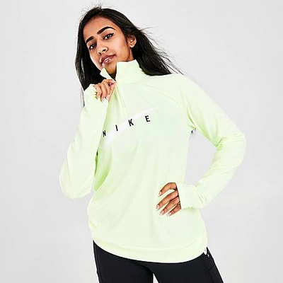 Nike Swoosh Half Zip Mid Layer Top In Volt-green In Green