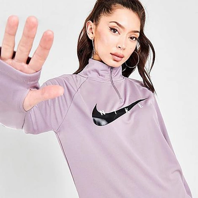 Nike Swoosh Half Zip Mid Layer Top In Purple In Purple Smoke