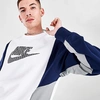 Nike Men's Sportswear Hybrid Fleece Crewneck Sweatshirt In White/midnight Navy