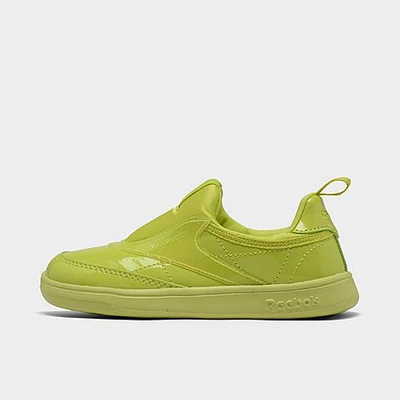 Reebok Babies'  Girls' Toddler Classics Cardi Coated Club C Double Slip-on Iii Casual Shoes In High Vis Green/high Vis Green/high Vis Green