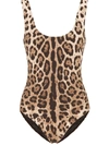 DOLCE & GABBANA LEOPARD-PRINT SCOOP-BACK SWIMSUIT