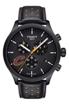 Tissot Chrono Xl Nba Leather Strap Watch In Black/red