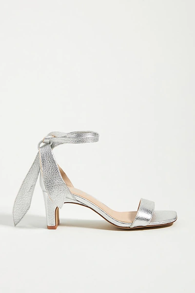 Silent D Harney Ankle-tie Heels In Silver