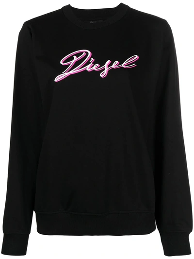 Diesel F-ang-k15 Logo-print Rib-trimmed Sweatshirt In Black