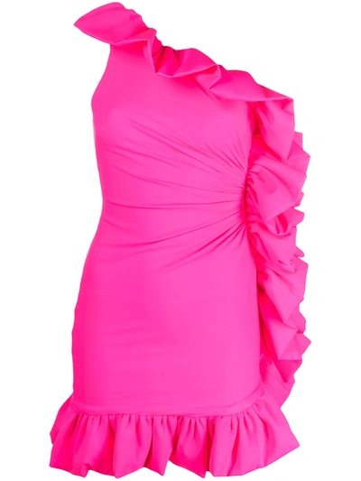 Amen Ruffle-detail One-shoulder Dress In Pink
