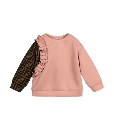 Fendi Kids Ruffle Crewneck Sweater In Pink