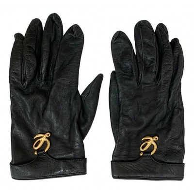 Pre-owned Loewe Leather Gloves In Black