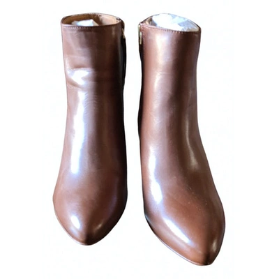 Pre-owned Bobbies Leather Ankle Boots In Camel