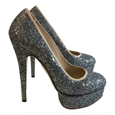 Pre-owned Charlotte Olympia Dolly Glitter Heels In Anthracite