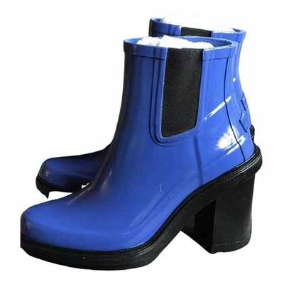 Pre-owned Hunter Ankle Boots In Blue