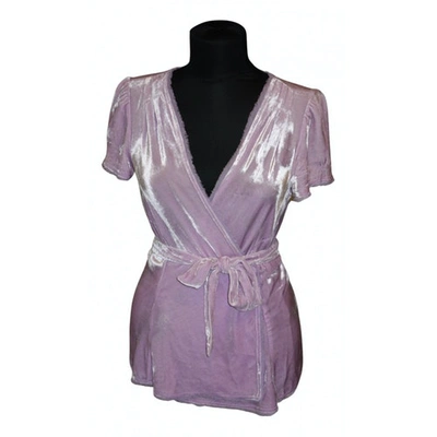 Pre-owned Diane Von Furstenberg Velvet Blouse In Purple