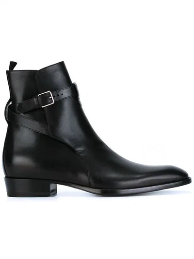 Saint Laurent Black Leather Hedi Boots