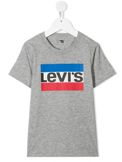 Levi's Kids' Big Boys Logo-print Cotton Crewneck T-shirt In Grey