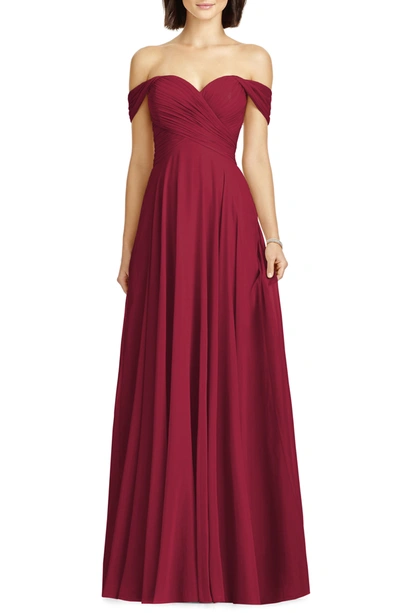 Dessy Collection Ruched Chiffon Dress In Burgundy