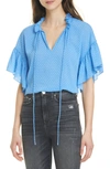 Alice And Olivia Julius Flutter Sleeve Blouse In Paradise